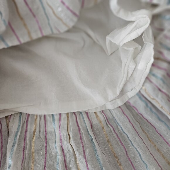 J. Crew Cotton Metallic Stripes Tiered Midi Dress Cottage Core Womens Size 14 - Picture 9 of 13